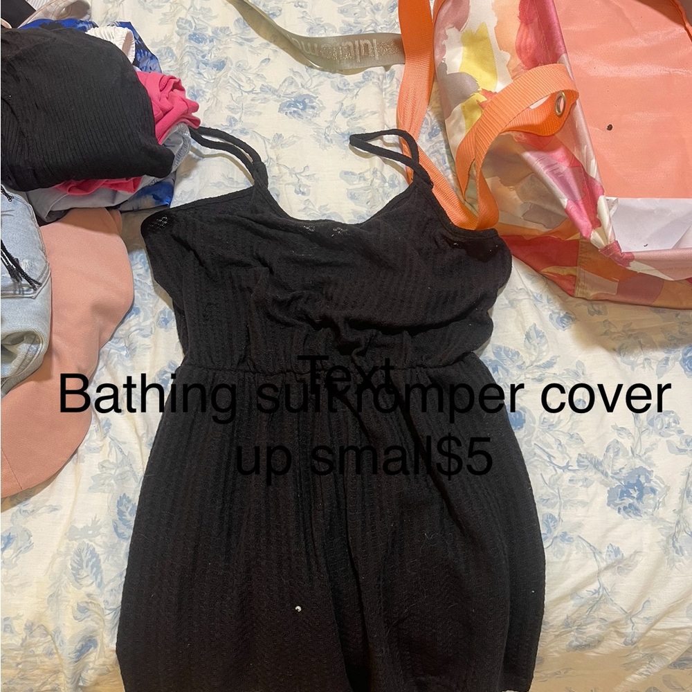SHEIN Black Swim Coverup Romper